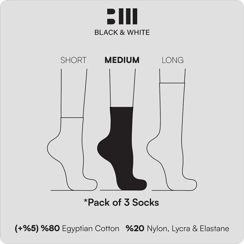 Medium Black & White Socks Offer 2 Packs of 3 Pcs