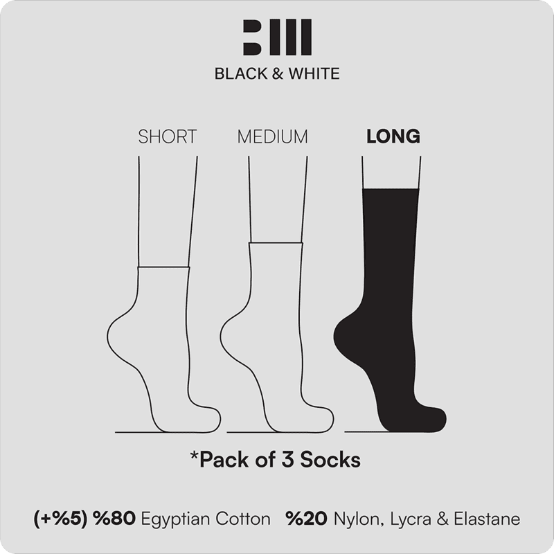 Long White Socks 3 Pcs